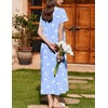 image:imageEkouaer Nightgown for Women Cotton Long Night Gown Short Sleeve Nightdress with Pockets Button Sleepshirt Soft SleepwearWhite Bird