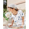 image:imageEkouaer Nightgown for Women Cotton Long Night Gown Short Sleeve Nightdress with Pockets Button Sleepshirt Soft SleepwearWhite Blue  Orange Florals