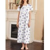 image:imageEkouaer Nightgown for Women Cotton Long Night Gown Short Sleeve Nightdress with Pockets Button Sleepshirt Soft SleepwearWhite Purple Florals