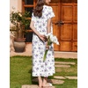 image:imageEkouaer Nightgown for Women Cotton Long Night Gown Short Sleeve Nightdress with Pockets Button Sleepshirt Soft SleepwearWhite Purple Florals