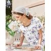 image:imageEkouaer Nightgown for Women Cotton Long Night Gown Short Sleeve Nightdress with Pockets Button Sleepshirt Soft SleepwearWhite Purple Florals