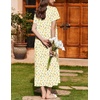 image:imageEkouaer Nightgown for Women Cotton Long Night Gown Short Sleeve Nightdress with Pockets Button Sleepshirt Soft SleepwearYellow Green Leaves