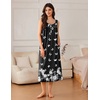 image:imageEkouaer Nightgowns for Women Long Sleeveless Night Gowns Ladies Soft Nightdress Victorian Sleepwear with Pockets SXXXLBlack  White Butterfly