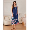 image:imageEkouaer Nightgowns for Women Long Sleeveless Night Gowns Ladies Soft Nightdress Victorian Sleepwear with Pockets SXXXLBlue Red Flower