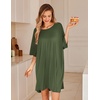 image:imageEkouaer Plus Size Nightgowns for Women Oversized Sleep Shirt Short Sleeve Nightshirt TShirt Dress Sleepwear S5XLArmy Green