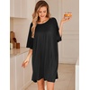image:imageEkouaer Plus Size Nightgowns for Women Oversized Sleep Shirt Short Sleeve Nightshirt TShirt Dress Sleepwear S5XLBlack