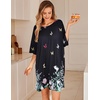 image:imageEkouaer Plus Size Nightgowns for Women Oversized Sleep Shirt Short Sleeve Nightshirt TShirt Dress Sleepwear S5XLBlack Butterfly
