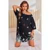 image:imageEkouaer Plus Size Nightgowns for Women Oversized Sleep Shirt Short Sleeve Nightshirt TShirt Dress Sleepwear S5XLBlack Butterfly