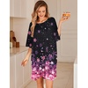 image:imageEkouaer Plus Size Nightgowns for Women Oversized Sleep Shirt Short Sleeve Nightshirt TShirt Dress Sleepwear S5XLBlack Sakura