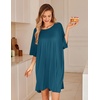 image:imageEkouaer Plus Size Nightgowns for Women Oversized Sleep Shirt Short Sleeve Nightshirt TShirt Dress Sleepwear S5XLBlue Green