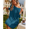 image:imageEkouaer Plus Size Nightgowns for Women Oversized Sleep Shirt Short Sleeve Nightshirt TShirt Dress Sleepwear S5XLBlue Green