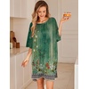 image:imageEkouaer Plus Size Nightgowns for Women Oversized Sleep Shirt Short Sleeve Nightshirt TShirt Dress Sleepwear S5XLGreen Flower