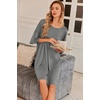 image:imageEkouaer Plus Size Nightgowns for Women Oversized Sleep Shirt Short Sleeve Nightshirt TShirt Dress Sleepwear S5XLGrey