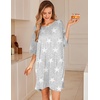 image:imageEkouaer Plus Size Nightgowns for Women Oversized Sleep Shirt Short Sleeve Nightshirt TShirt Dress Sleepwear S5XLGrey Stars