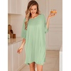 image:imageEkouaer Plus Size Nightgowns for Women Oversized Sleep Shirt Short Sleeve Nightshirt TShirt Dress Sleepwear S5XLLight Green