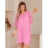 image:imageEkouaer Plus Size Nightgowns for Women Oversized Sleep Shirt Short Sleeve Nightshirt TShirt Dress Sleepwear S5XLPink