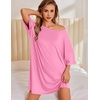 image:imageEkouaer Plus Size Nightgowns for Women Oversized Sleep Shirt Short Sleeve Nightshirt TShirt Dress Sleepwear S5XLPink