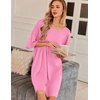 image:imageEkouaer Plus Size Nightgowns for Women Oversized Sleep Shirt Short Sleeve Nightshirt TShirt Dress Sleepwear S5XLPink