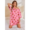 image:imageEkouaer Plus Size Nightgowns for Women Oversized Sleep Shirt Short Sleeve Nightshirt TShirt Dress Sleepwear S5XLPink Strawberry