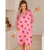 image:imageEkouaer Plus Size Nightgowns for Women Oversized Sleep Shirt Short Sleeve Nightshirt TShirt Dress Sleepwear S5XLPink Strawberry