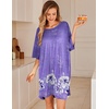 image:imageEkouaer Plus Size Nightgowns for Women Oversized Sleep Shirt Short Sleeve Nightshirt TShirt Dress Sleepwear S5XLPurple Flower