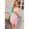 image:imageEkouaer Plus Size Nightgowns for Women Oversized Sleep Shirt Short Sleeve Nightshirt TShirt Dress Sleepwear S5XLTie Dye Pink