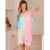 image:imageEkouaer Plus Size Nightgowns for Women Oversized Sleep Shirt Short Sleeve Nightshirt TShirt Dress Sleepwear S5XLTie Dye Pink