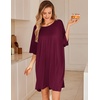 image:imageEkouaer Plus Size Nightgowns for Women Oversized Sleep Shirt Short Sleeve Nightshirt TShirt Dress Sleepwear S5XLWine Red