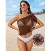 image:imageEkouaer Sarong Wraps for Women Beach Cover Up Short Crochet Bikini Swimsuit Coverup Skirts for Swimwear SXXLDark Coffee