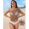 image:imageEkouaer Sarong Wraps for Women Beach Cover Up Short Crochet Bikini Swimsuit Coverup Skirts for Swimwear SXXLKhaki