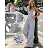 image:imageEkouaer Womens Casual Loose Overalls Jumpsuits Summer Outfits Wide Leg Pants Rompers with Pockets SXXLGrey Blue