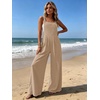 image:imageEkouaer Womens Casual Loose Overalls Jumpsuits Summer Outfits Wide Leg Pants Rompers with Pockets SXXLKhaki