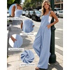 image:imageEkouaer Womens Casual Loose Overalls Jumpsuits Summer Outfits Wide Leg Pants Rompers with Pockets SXXLLight Blue