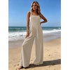 image:imageEkouaer Womens Casual Loose Overalls Jumpsuits Summer Outfits Wide Leg Pants Rompers with Pockets SXXLLight Khaki