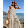 image:imageEkouaer Womens Casual Loose Overalls Jumpsuits Summer Outfits Wide Leg Pants Rompers with Pockets SXXLLight Khaki
