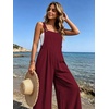 image:imageEkouaer Womens Casual Loose Overalls Jumpsuits Summer Outfits Wide Leg Pants Rompers with Pockets SXXLWine Red