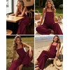 image:imageEkouaer Womens Casual Loose Overalls Jumpsuits Summer Outfits Wide Leg Pants Rompers with Pockets SXXLWine Red