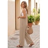 image:imageEkouaer Womens Casual Overalls Wide Leg Jumpsuits Loose Summer Rompers Baggy Jumpers with PocketsKhaki
