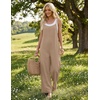 image:imageEkouaer Womens Casual Overalls Wide Leg Jumpsuits Loose Summer Rompers Baggy Jumpers with PocketsKhaki