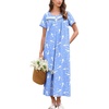 image:imageEkouaer Nightgown for Women Cotton Long Night Gown Short Sleeve Nightdress with Pockets Button Sleepshirt Soft SleepwearWhite Bird