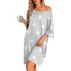 image:imageEkouaer Plus Size Nightgowns for Women Oversized Sleep Shirt Short Sleeve Nightshirt TShirt Dress Sleepwear S5XLGrey Stars