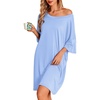 image:imageEkouaer Plus Size Nightgowns for Women Oversized Sleep Shirt Short Sleeve Nightshirt TShirt Dress Sleepwear S5XLLight Blue