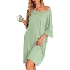 image:imageEkouaer Plus Size Nightgowns for Women Oversized Sleep Shirt Short Sleeve Nightshirt TShirt Dress Sleepwear S5XLLight Green