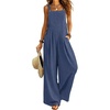 image:imageEkouaer Womens Casual Loose Overalls Jumpsuits Summer Outfits Wide Leg Pants Rompers with Pockets SXXLLight Midnight Blue