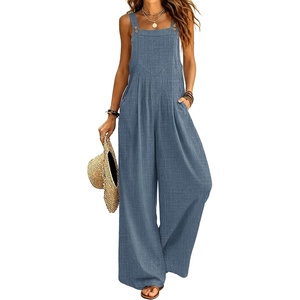 image:imageEkouaer Womens Casual Loose Overalls Jumpsuits Summer Outfits Wide Leg Pants Rompers with Pockets SXXLBlue