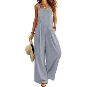 image:imageEkouaer Womens Casual Loose Overalls Jumpsuits Summer Outfits Wide Leg Pants Rompers with Pockets SXXLGrey Blue