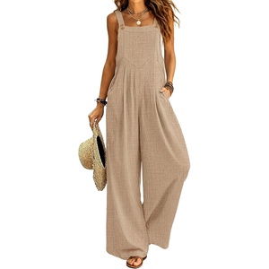 image:imageEkouaer Womens Casual Loose Overalls Jumpsuits Summer Outfits Wide Leg Pants Rompers with Pockets SXXLKhaki