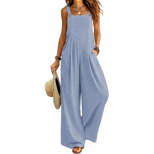 image:imageEkouaer Womens Casual Loose Overalls Jumpsuits Summer Outfits Wide Leg Pants Rompers with Pockets SXXLLight Blue