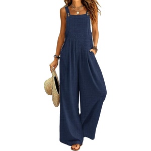 image:imageEkouaer Womens Casual Loose Overalls Jumpsuits Summer Outfits Wide Leg Pants Rompers with Pockets SXXLNavy Blue
