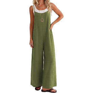 image:imageEkouaer Womens Casual Overalls Wide Leg Jumpsuits Loose Summer Rompers Baggy Jumpers with PocketsArmy Green